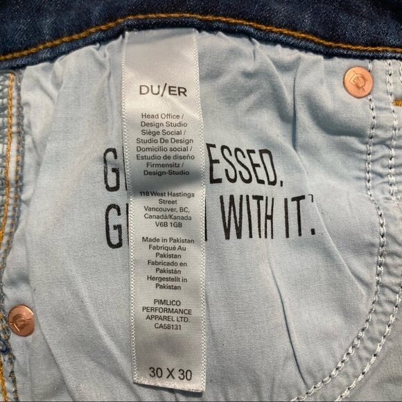 DUER DU/ER Sz 30 x 30  Mid-Wash Slim Jeans - Picture 9 of 9